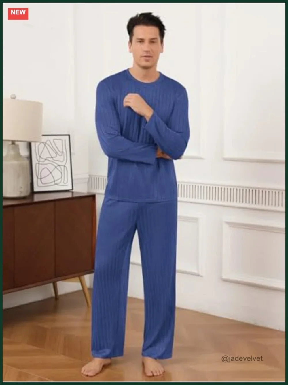 Men's Pajama Set Soft Ribbed Lightweight Lounge Wear 2 Piece Sleepwear